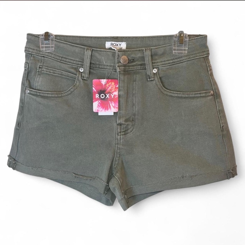 Roxy Sage Green Denim Cutoff Shorts NWT Size 5 Raw Hem | NWT